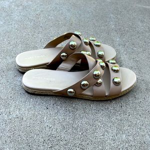 Marc Fisher Prisca Ball-Studded Espadrille Sandals Beige/Tan 10M Nordstrom